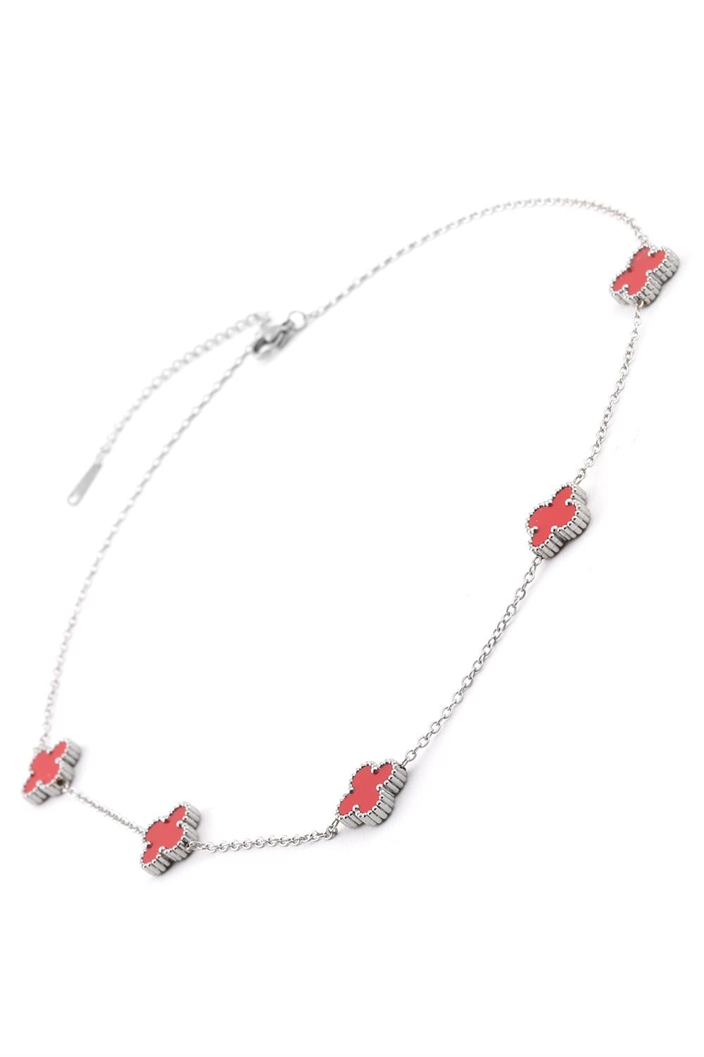 Steel Clover Necklace Silver