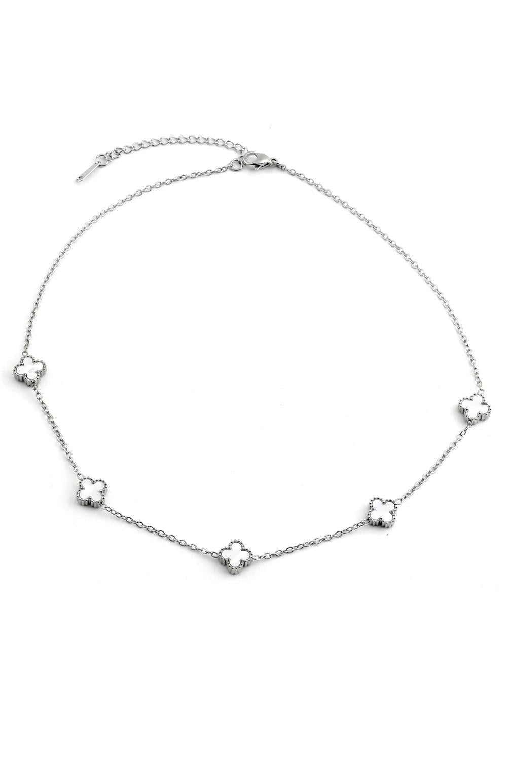 Steel Clover Necklace Silver