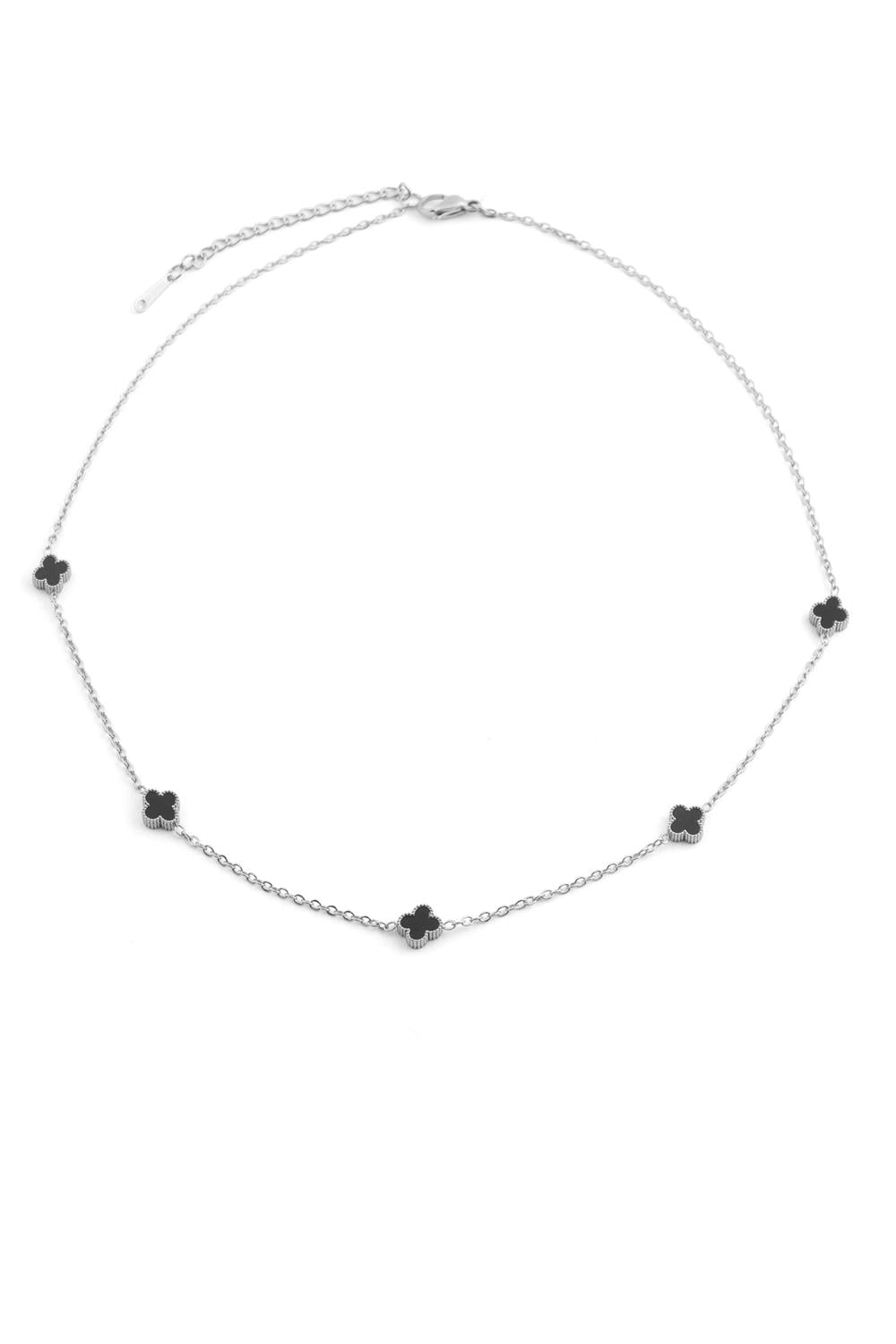 Steel Clover Necklace Silver