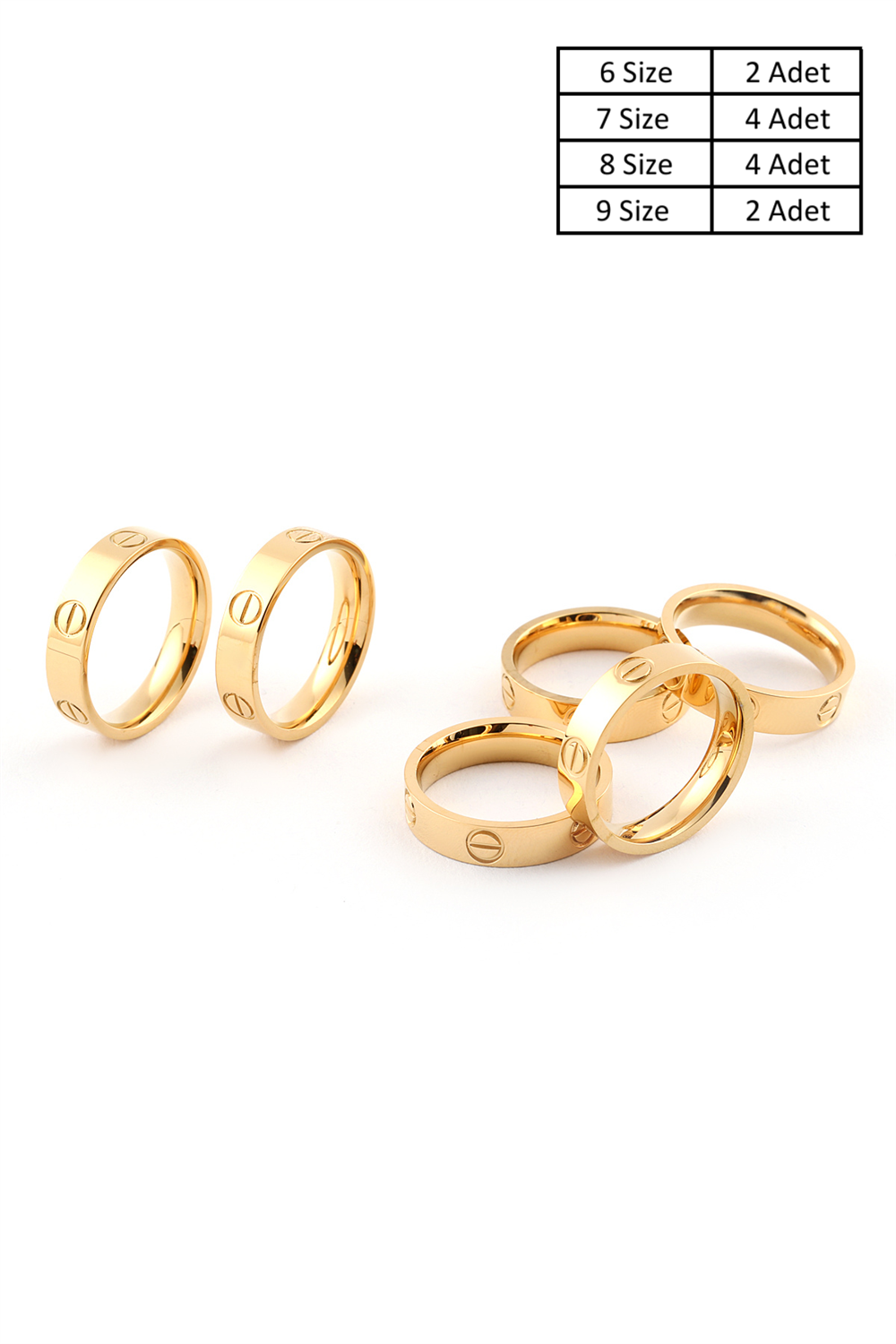 Çelik Yüzük  Gold 12Li Paket 4 Boy