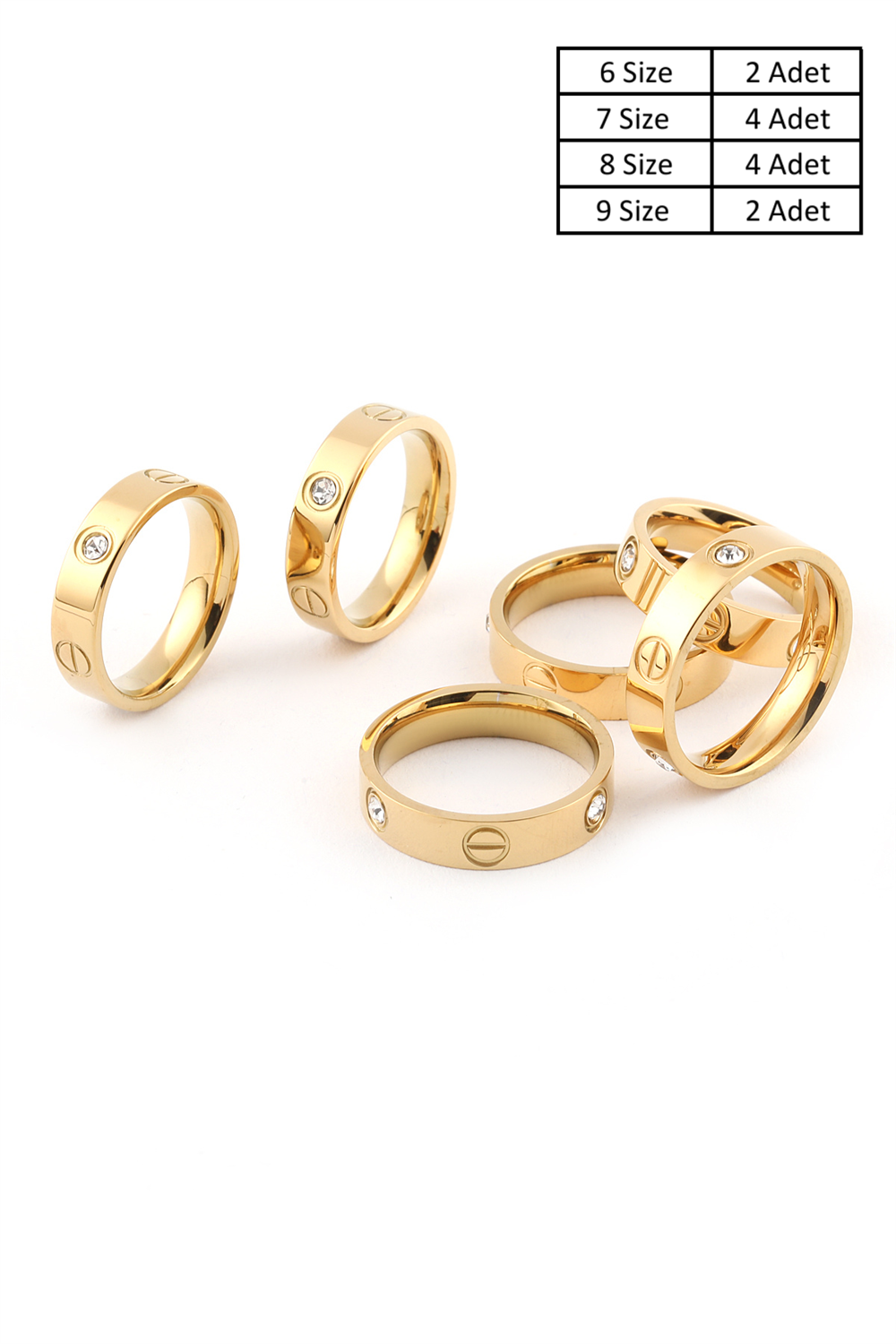 Çelik Yüzük  Gold 12Li Paket 4 Boy