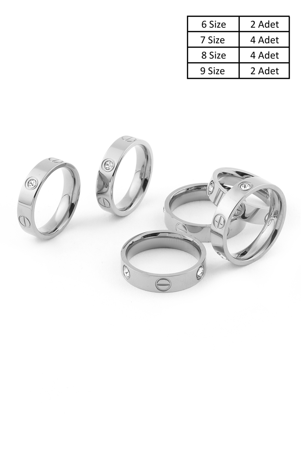 Çelik Yüzük Silver 12Li Paket 4 Boy