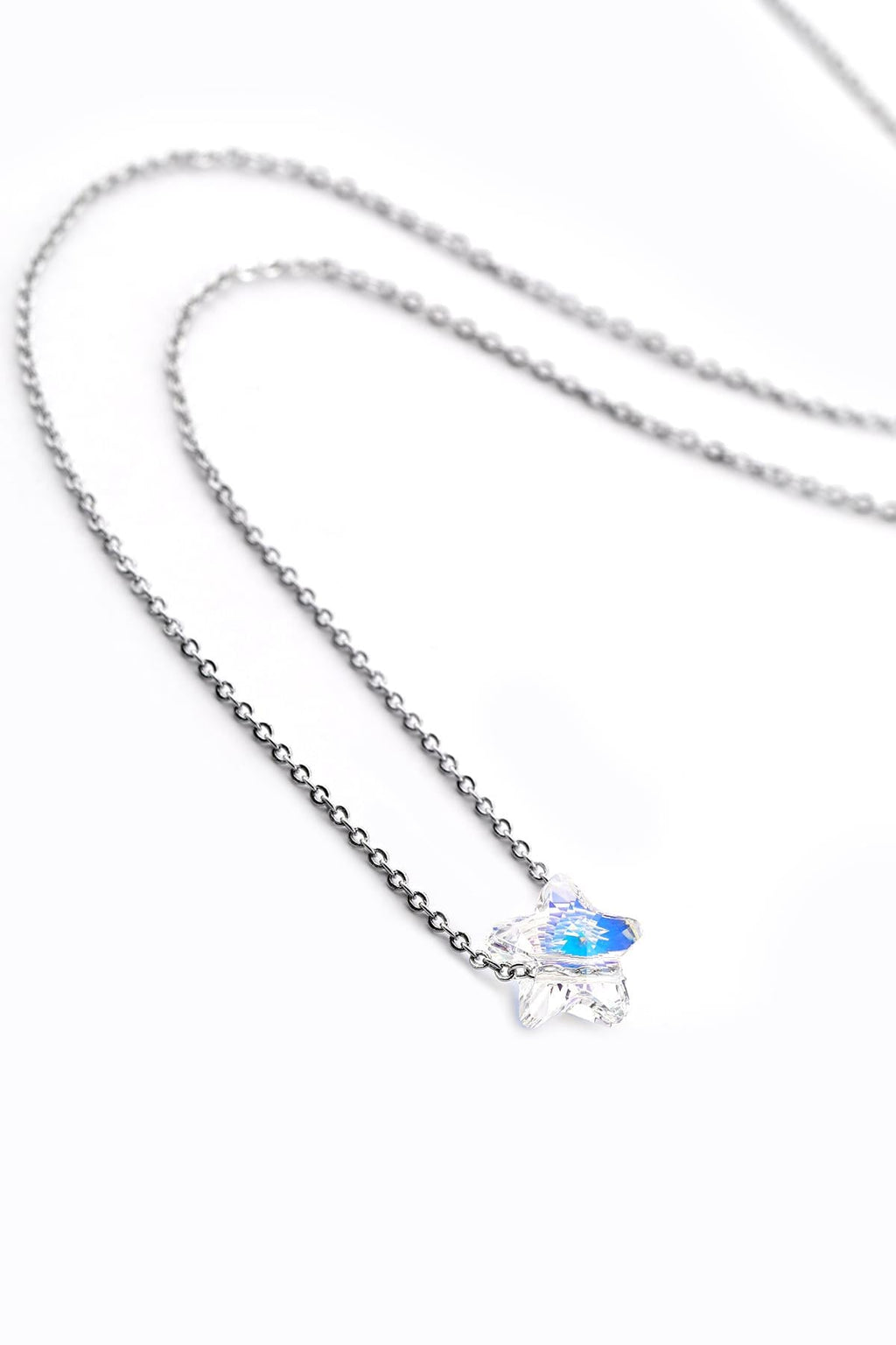 Star Steel Zircon Necklace Silver 45 cm