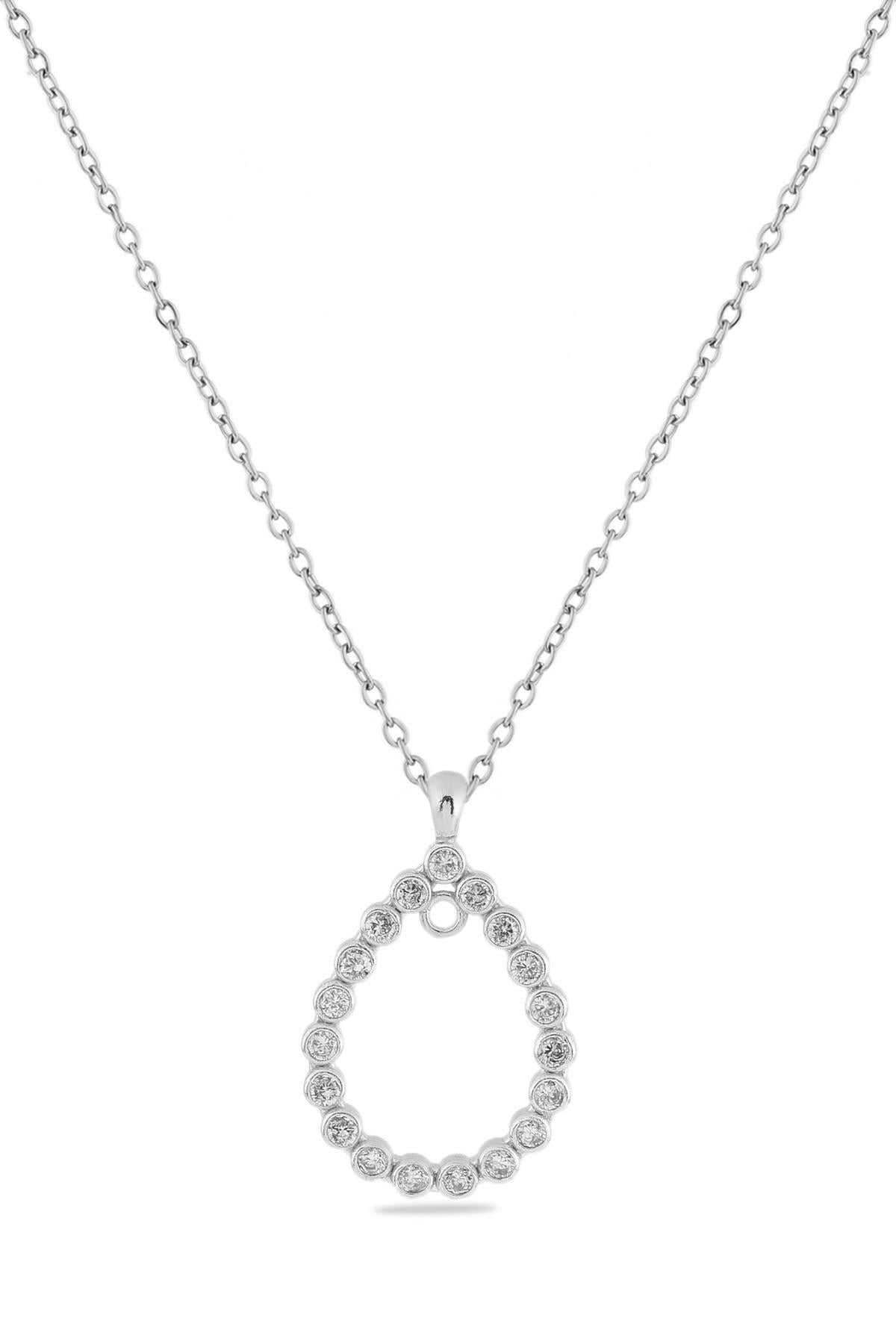 Damla Zirkon Kolye SILVER 45 cm