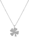 Dört Yapraklı Yonca Zirkon Kolye SILVER 45 cm