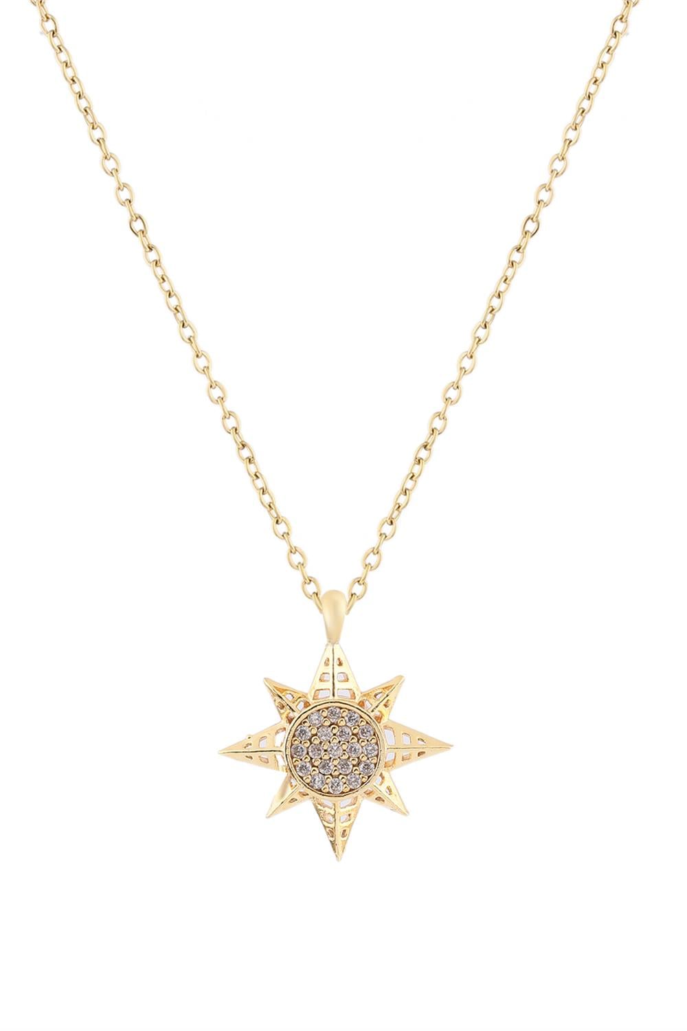 Güneş Zirkon Kolye GOLD 45 cm