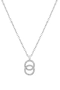 İkili Halka Zirkon Kolye SILVER 45 cm