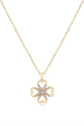 Kalp Yonca Zirkon Kolye GOLD 45 cm