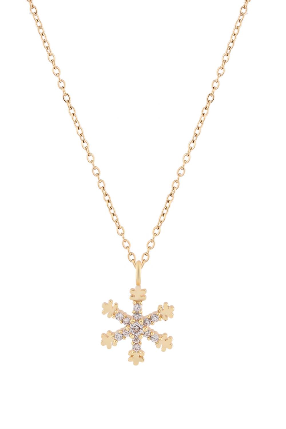 Zirkon Kar Tanesi Kolye GOLD 45cm