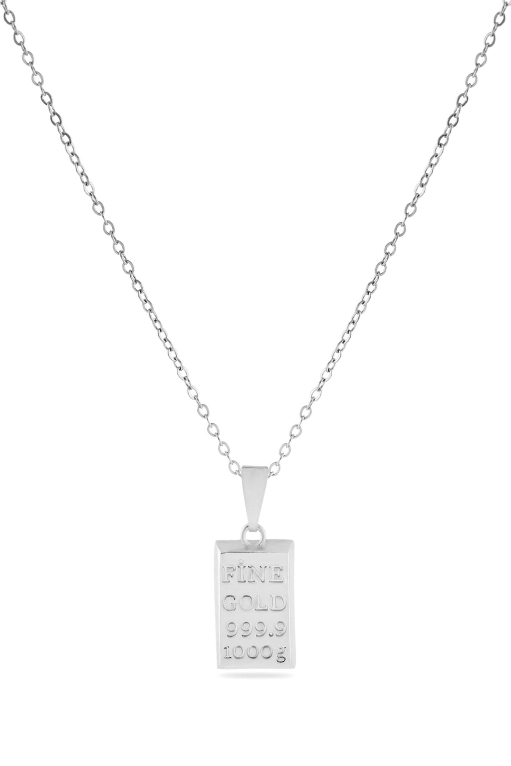 Külçe Çelik Kolye Silver