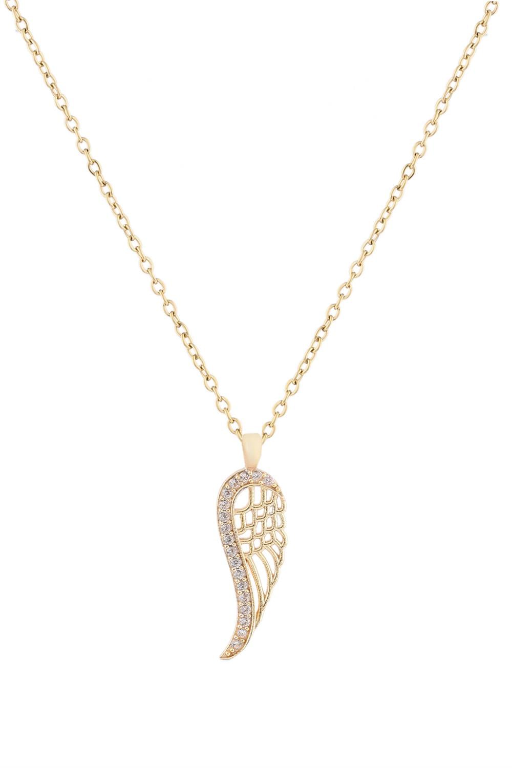 Melek Kanadı Zirkon Kolye GOLD 45 cm