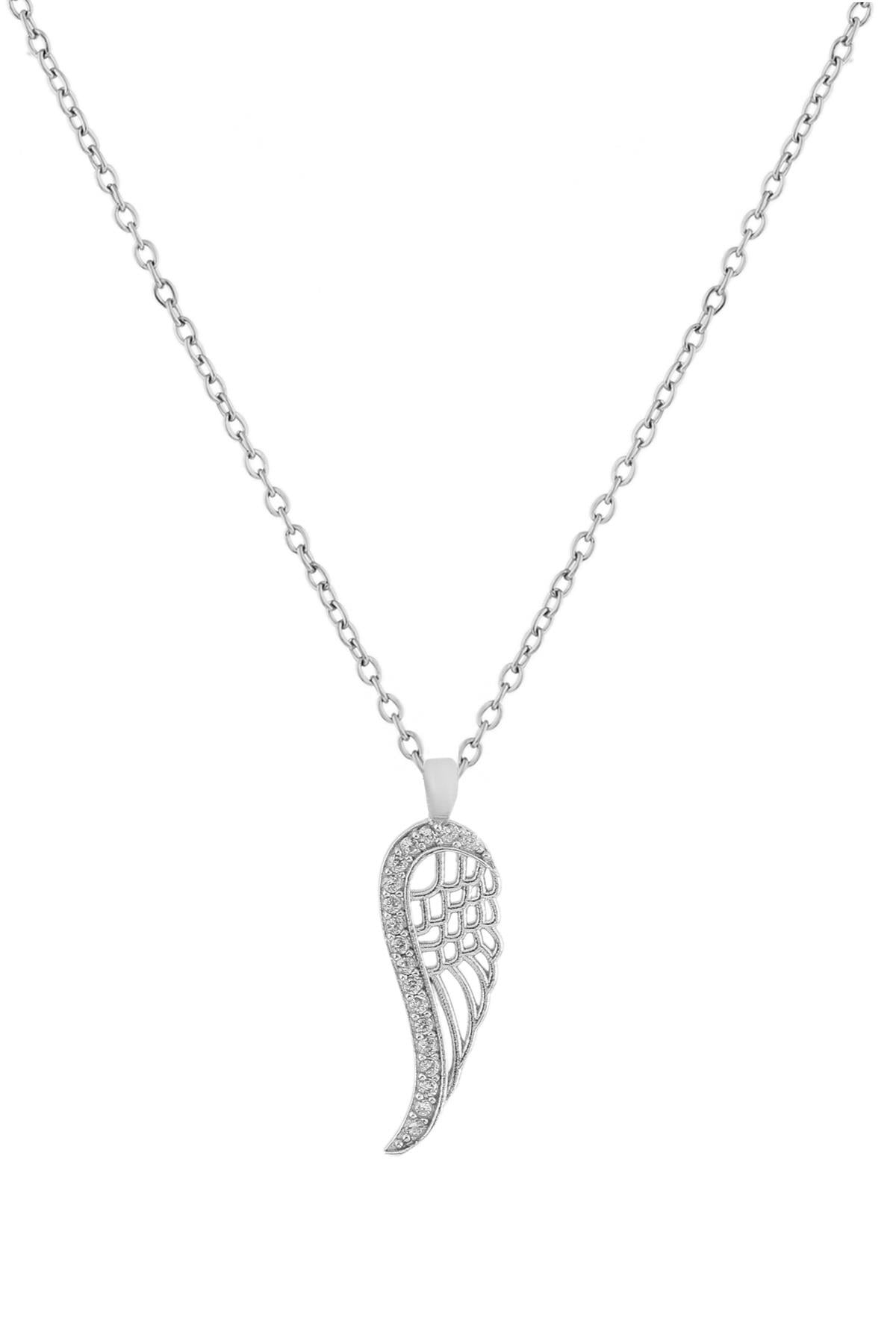 Melek Kanadı Zirkon Kolye SILVER 45 cm