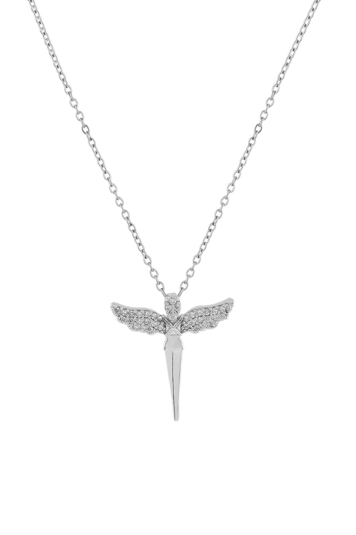 Melek Zirkon Kolye SILVER 45 cm