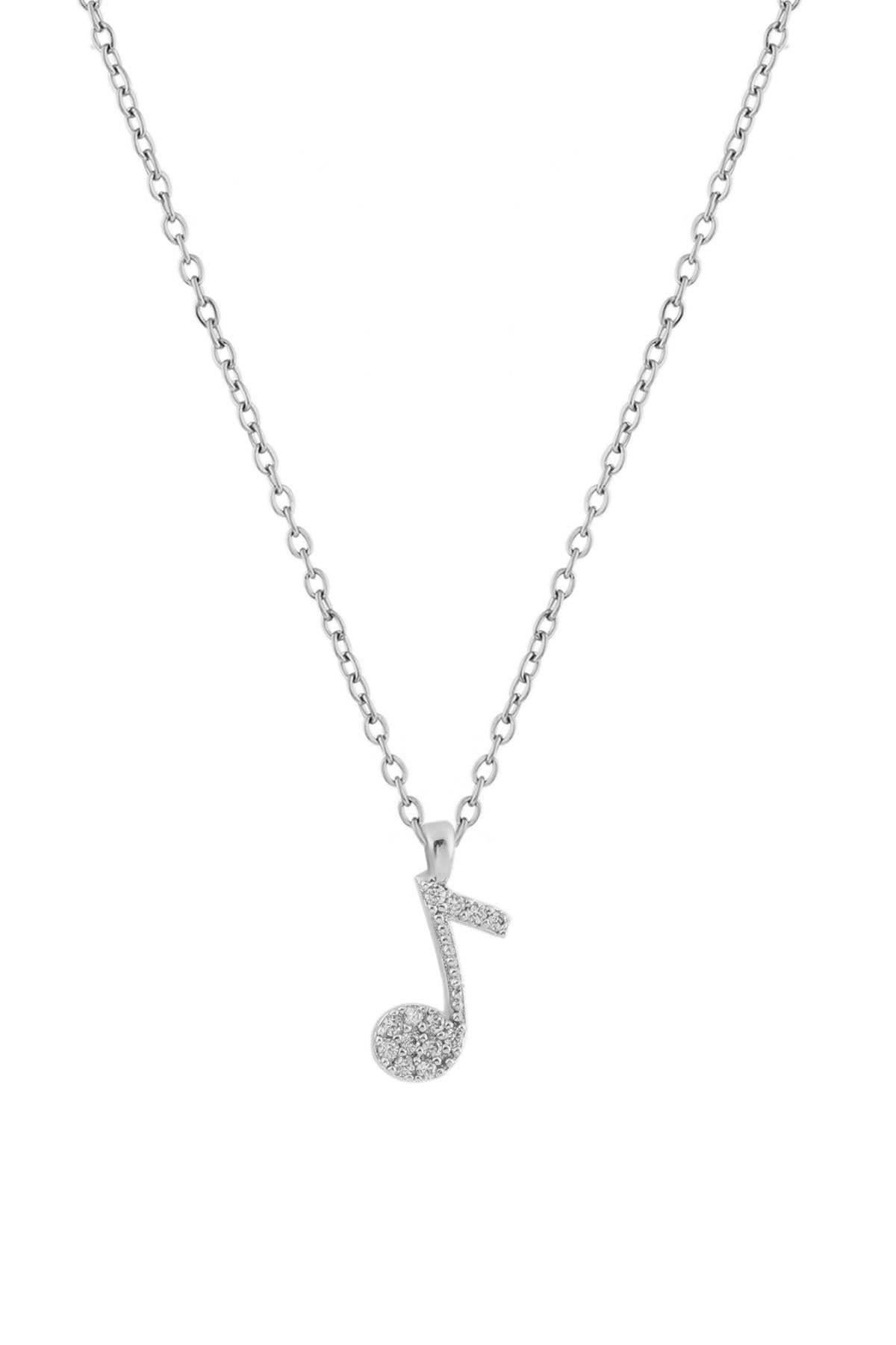 Nota Zirkon Kolye SILVER 45 cm