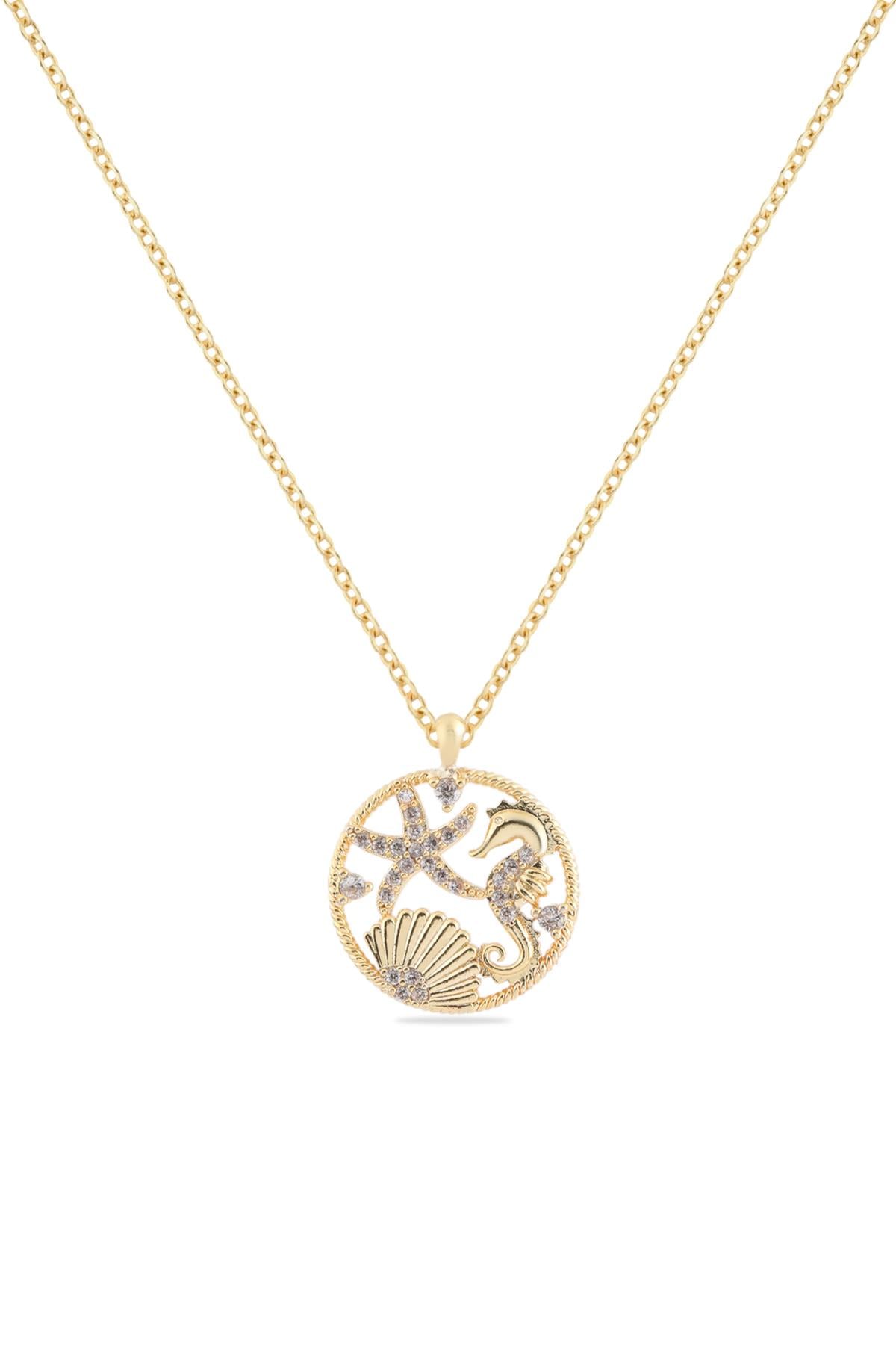 Şans Zirkon Kolye GOLD 45 cm