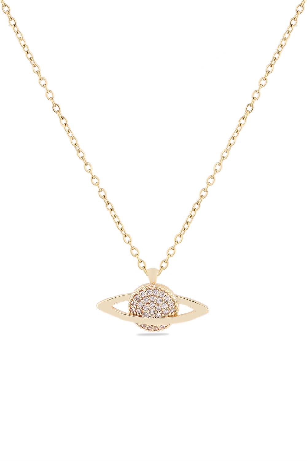 Saturn Zirkon Kolye GOLD 45 cm