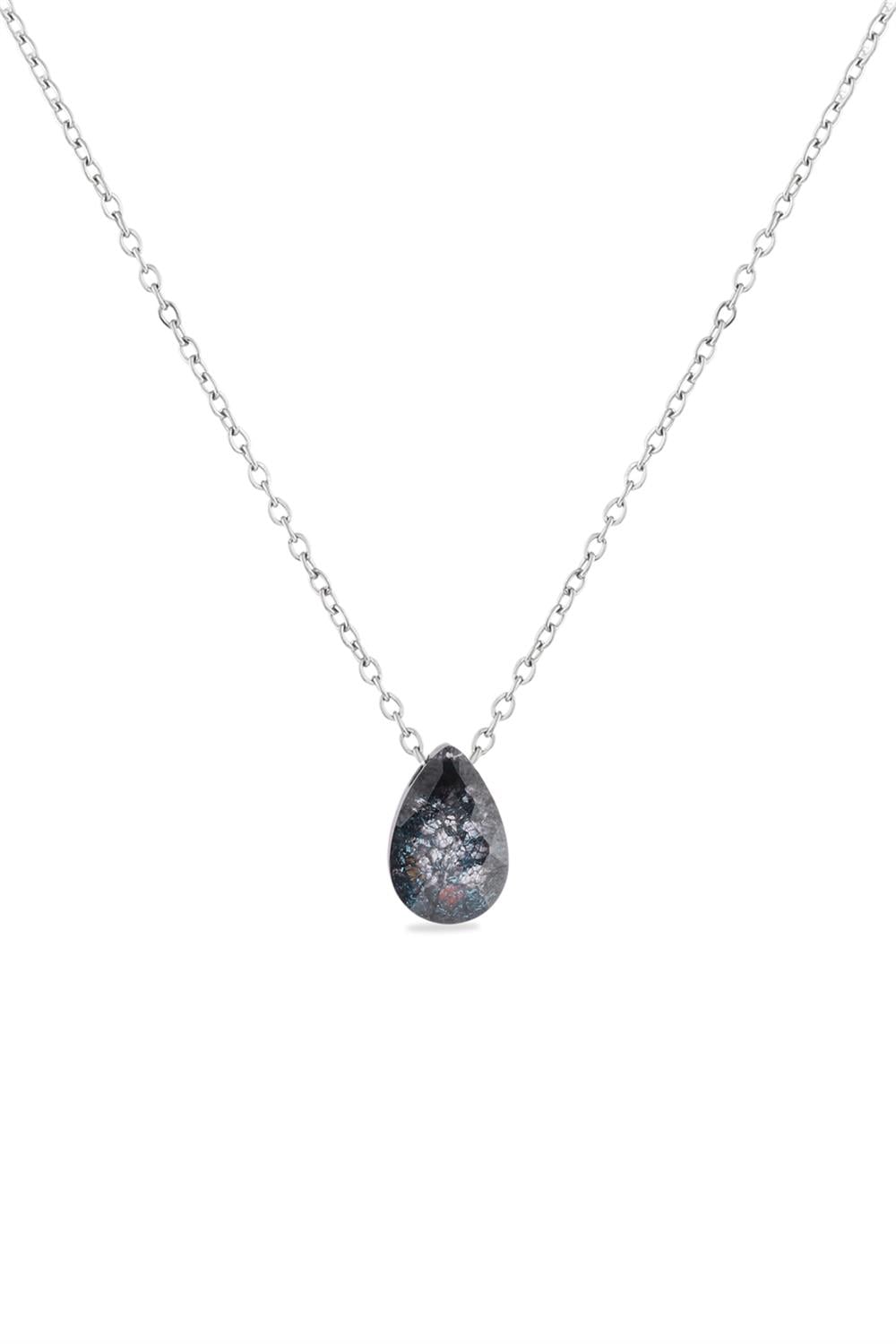 Doğal Taş Zirkon Kolye SILVER 45 cm