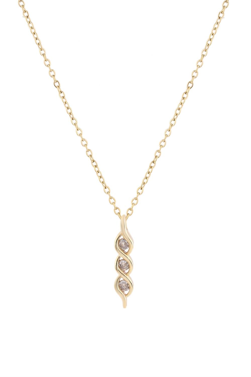 Üçlü Sarmal Zirkon Kolye GOLD 45 cm