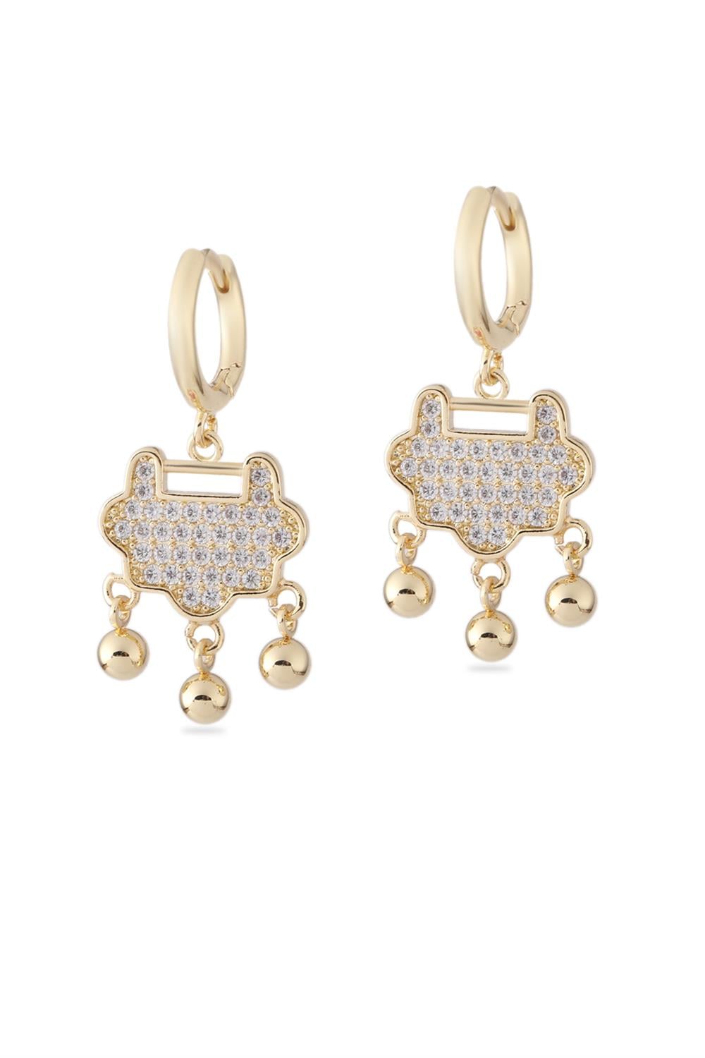 VIP Taşlı Küpe Gold