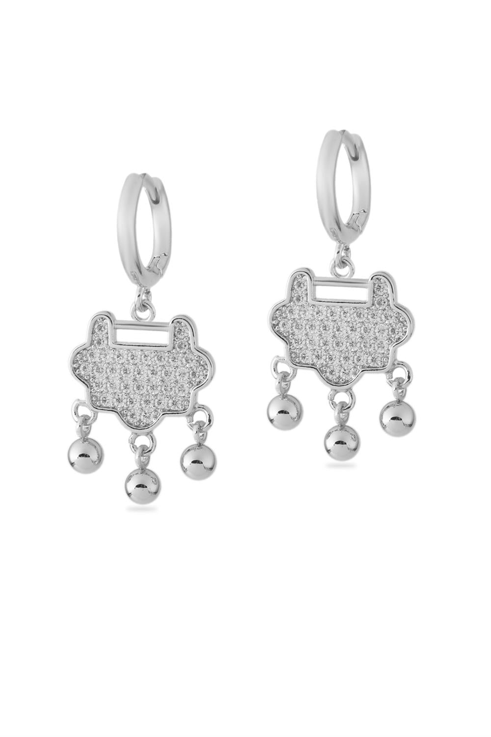VIP Taşlı Küpe Silver