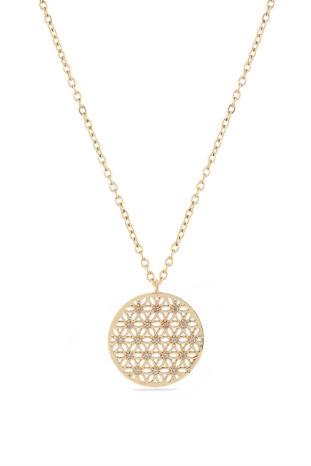 Yaşam Çiçeği Zirkon Kolye GOLD 45 cm