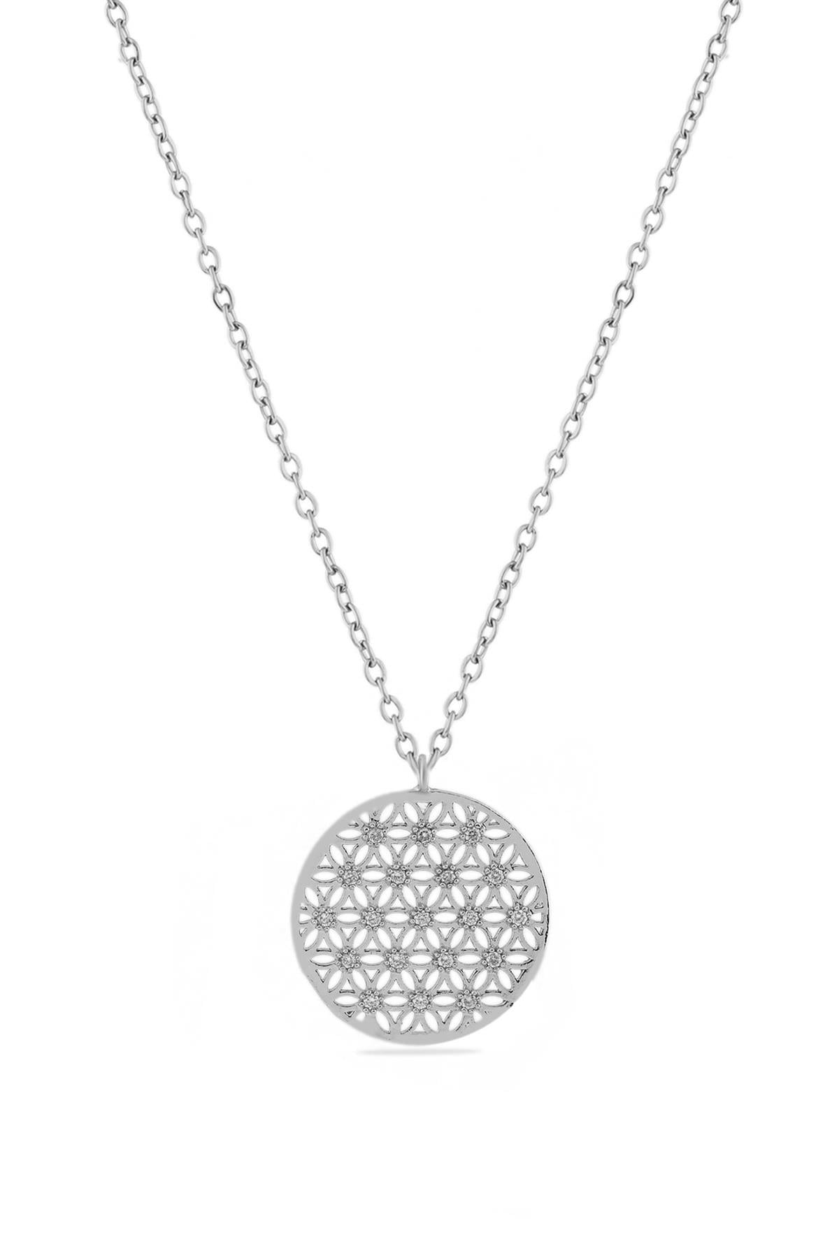 Yaşam Çiçeği Zirkon Kolye SILVER 45 cm