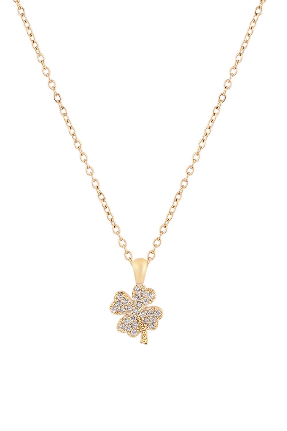 Yonca Zirkon Kolye GOLD 45 cm