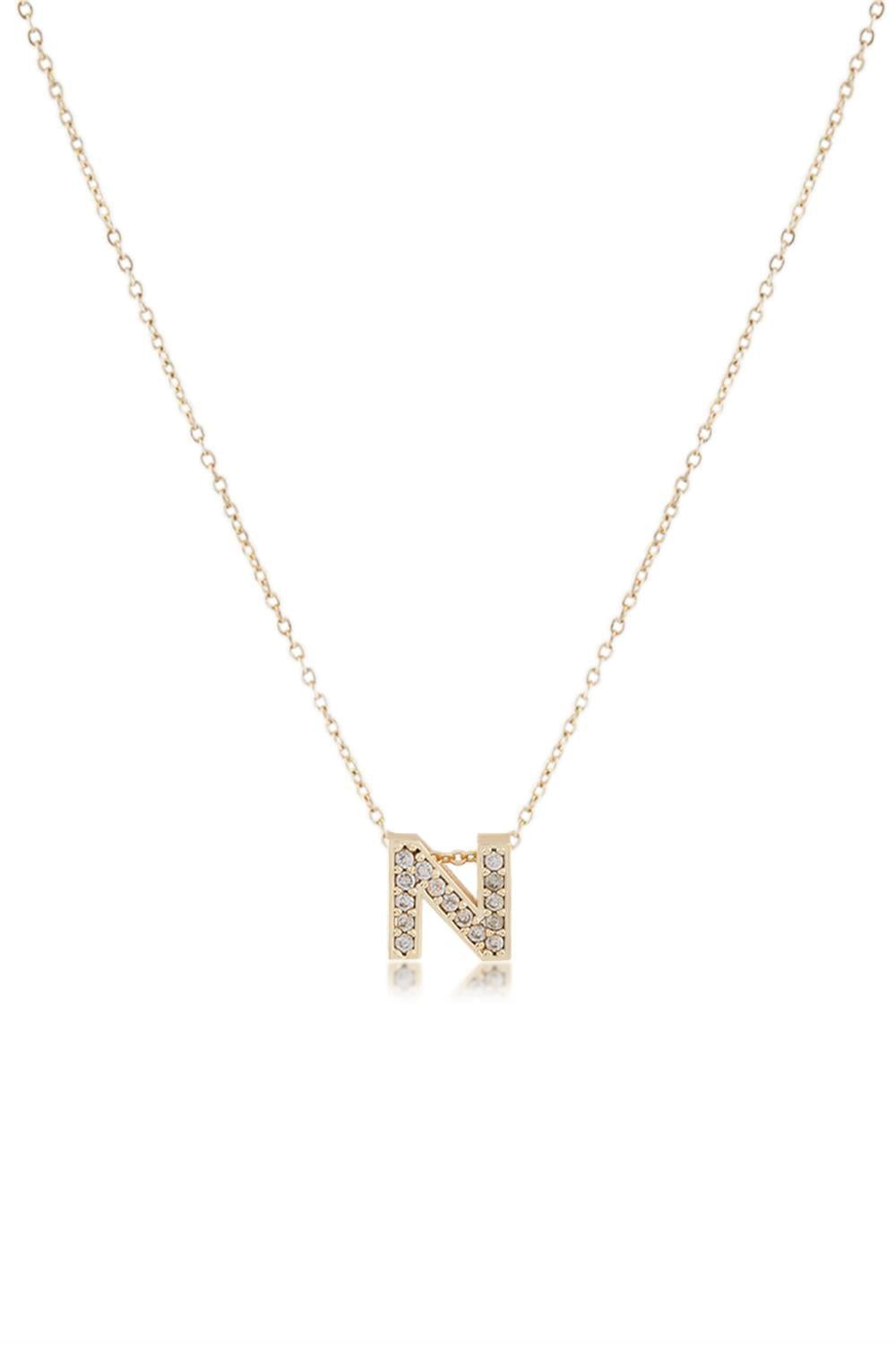 Zirkon Harf Kolye GOLD 45cm