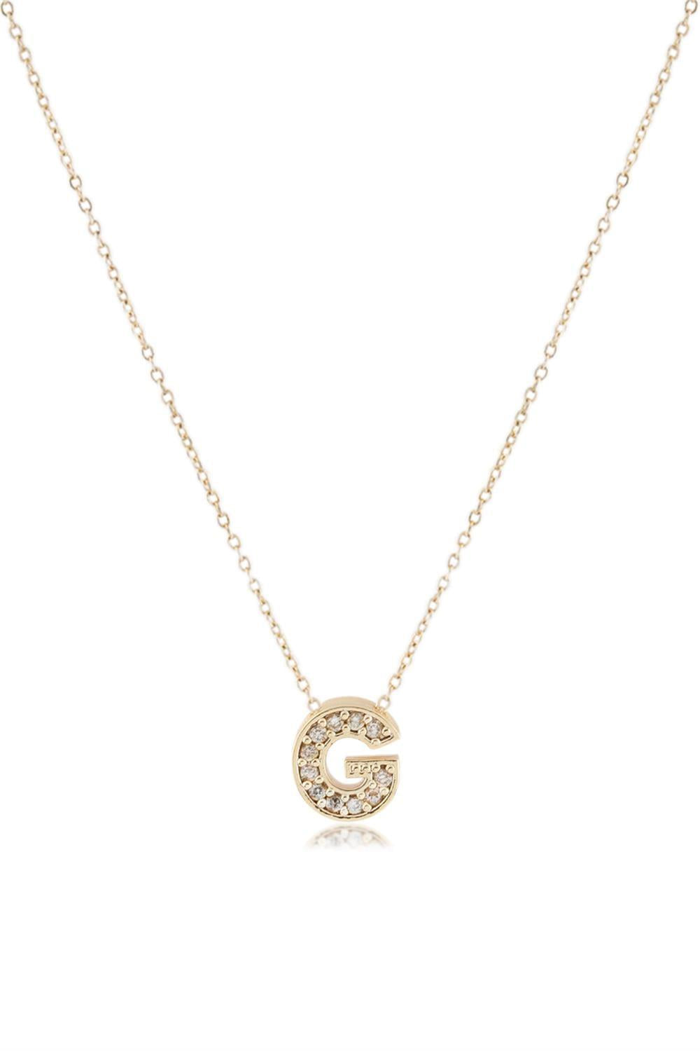 Zirkon Harf Kolye GOLD 45cm