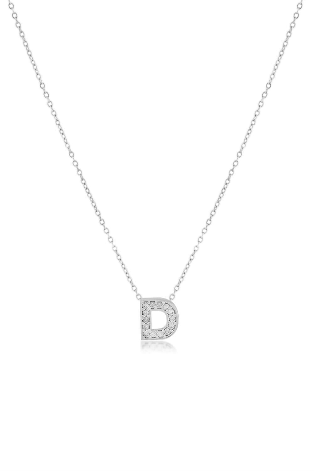 Zirkon Harf Kolye SILVER 45cm