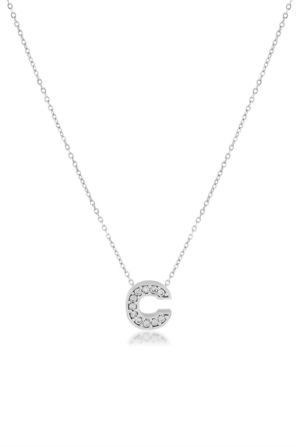 Zirkon Harf Kolye SILVER 45cm