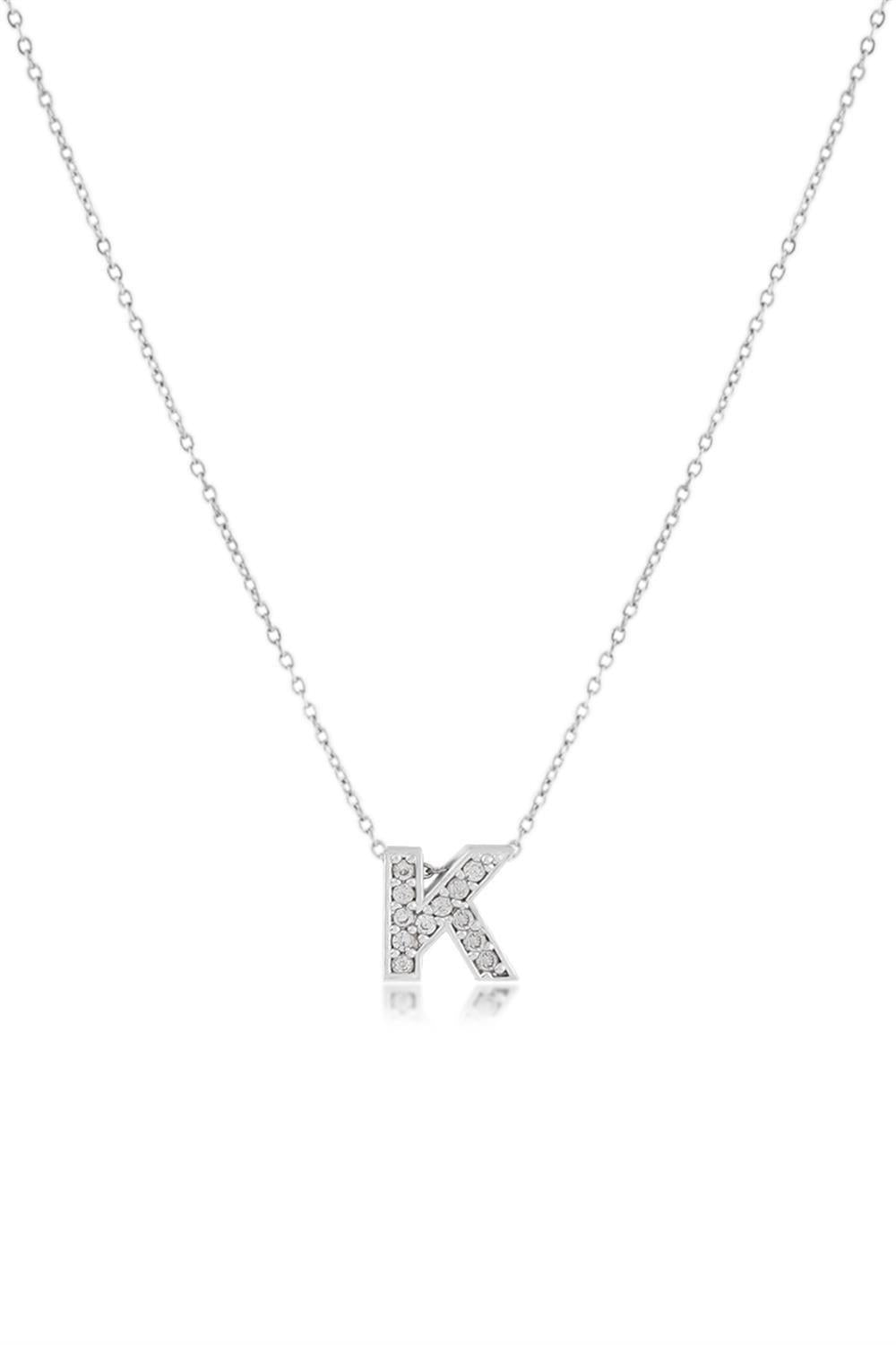 Zirkon Harf Kolye SILVER 45cm