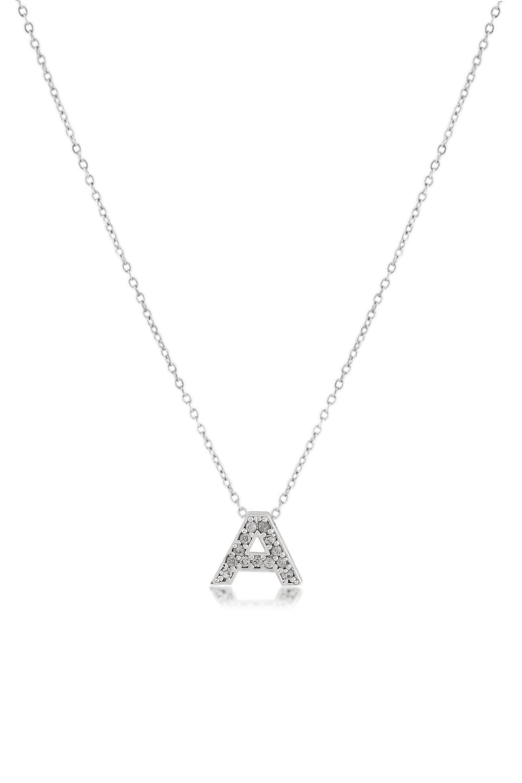 Zirkon Harf Kolye SILVER 45cm