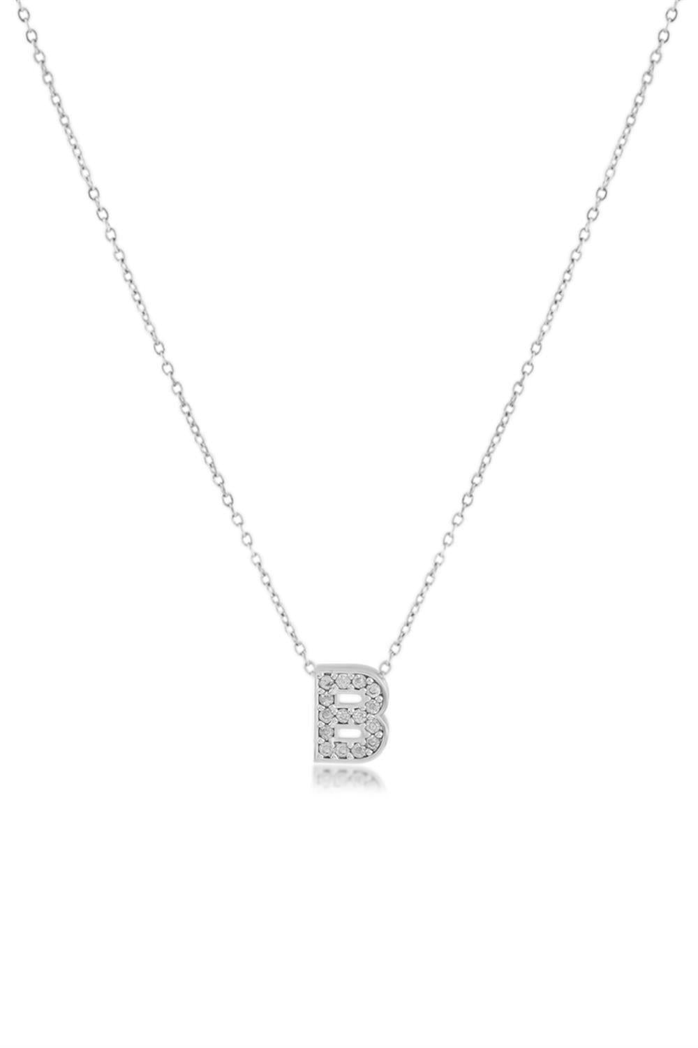 Zirkon Harf Kolye SILVER 45cm