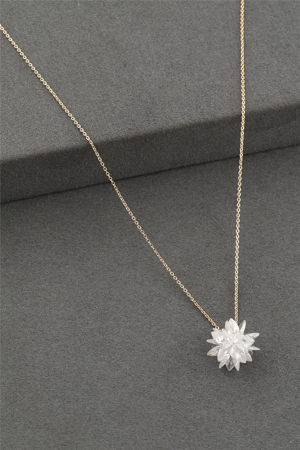 Zirkon Kar Tanesi Kolye GOLD 45cm