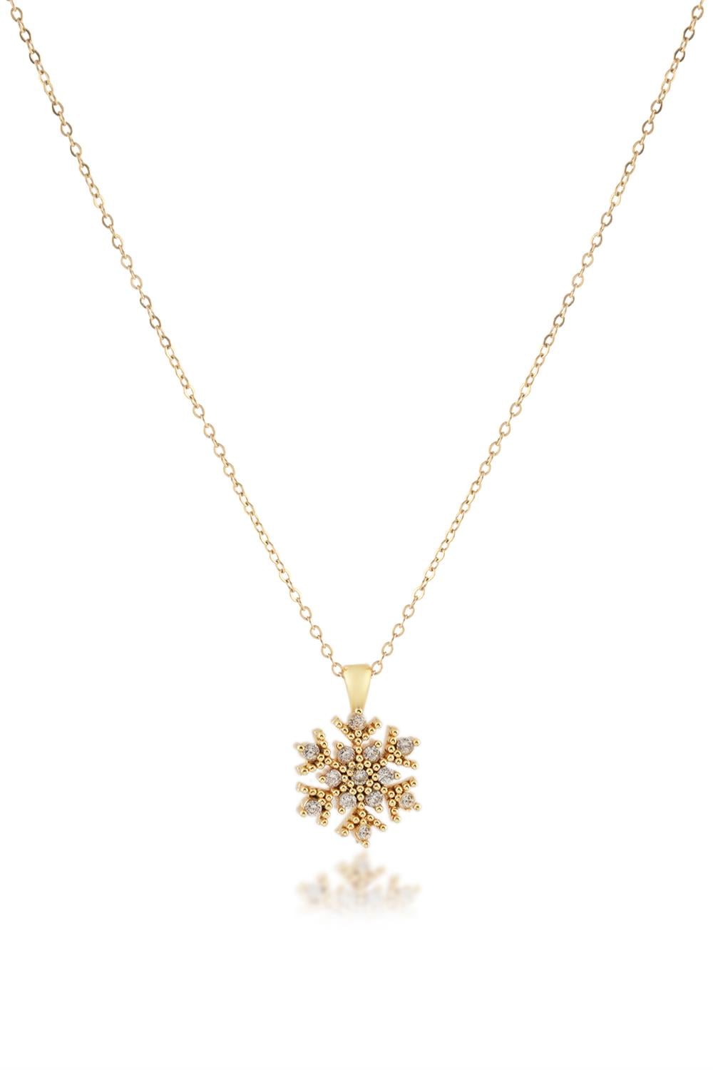 Zirkon Kar Tanesi Kolye GOLD 45cm