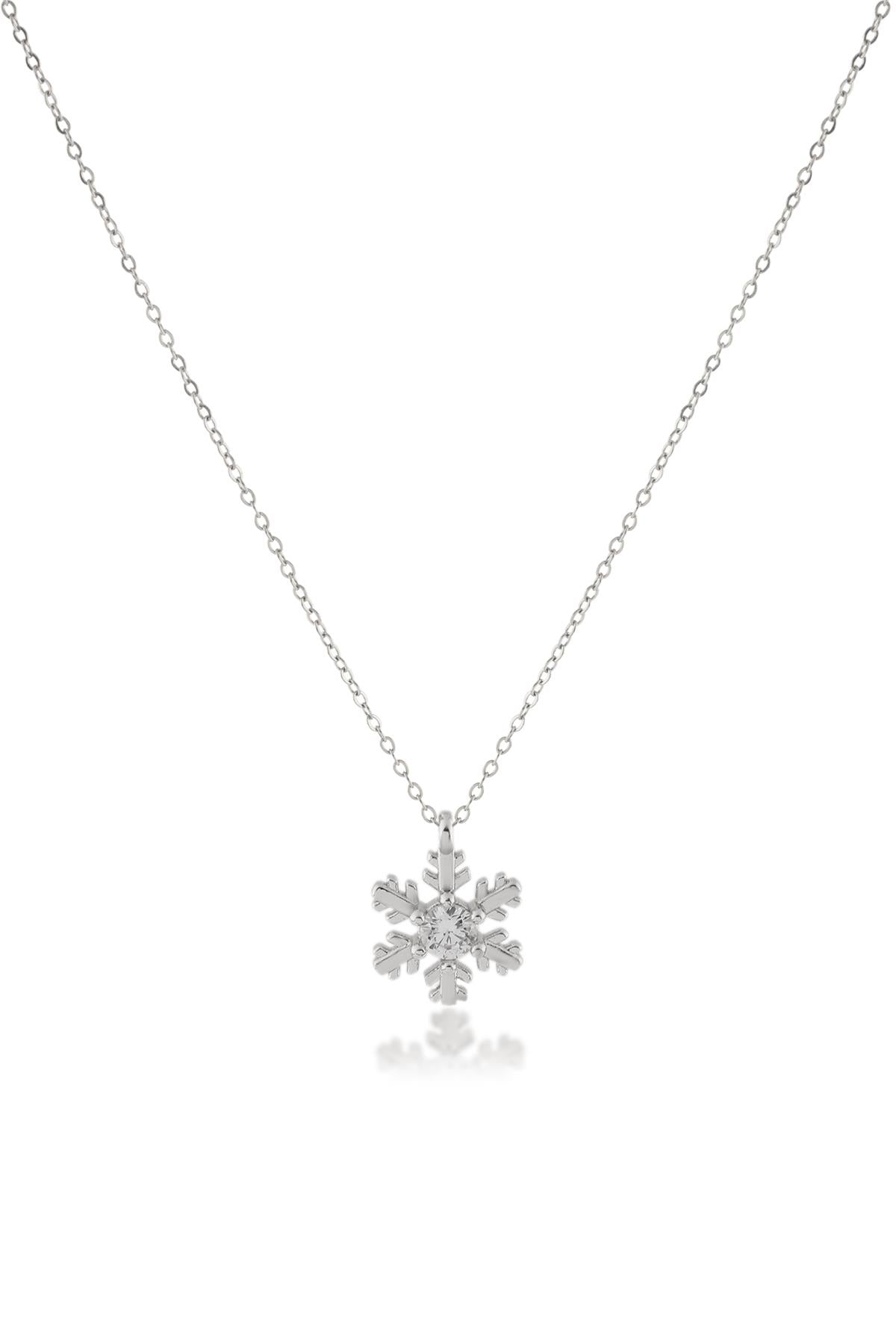 Zirkon Kar Tanesi Kolye SILVER 45cm