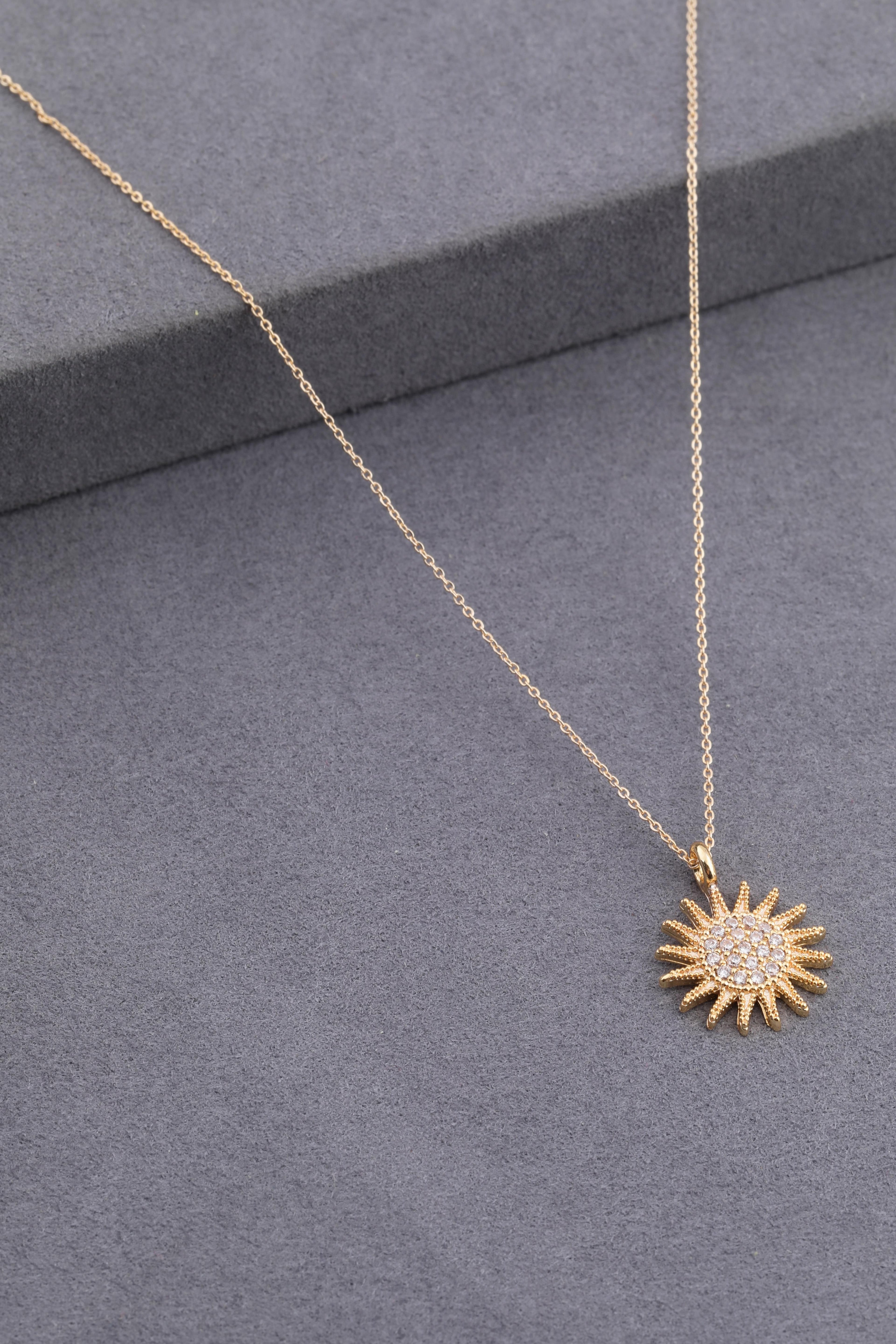 Sun Zircon Necklace GOLD 45 cm